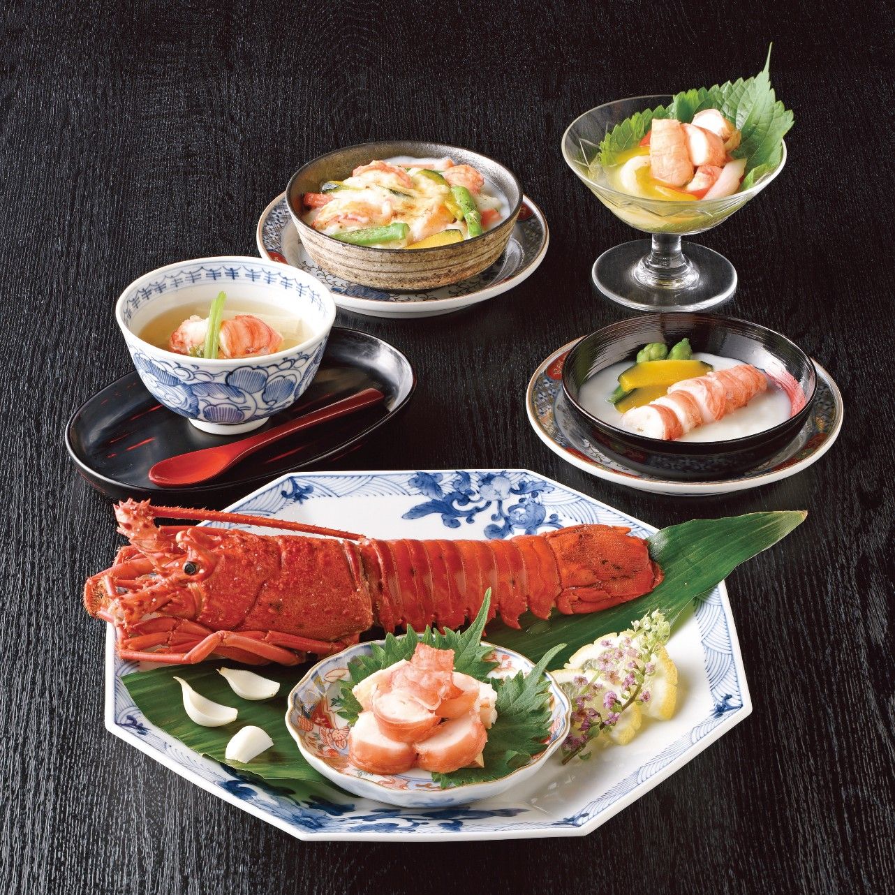 ＜日本のおいしいお料理＞伊勢海老和洋割烹料理 5種